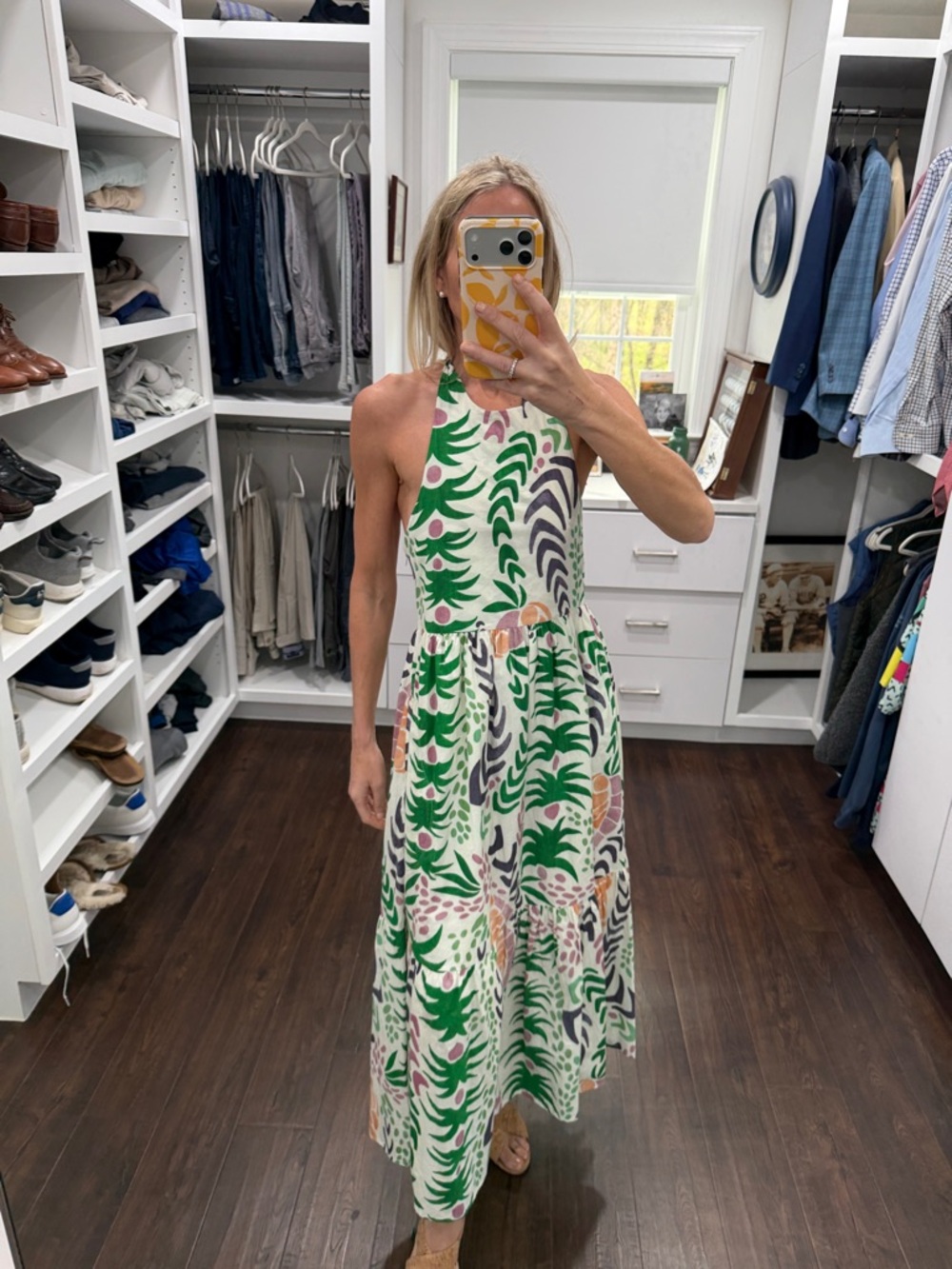 Oliohant Tropical Print Halter Maxi Dress S